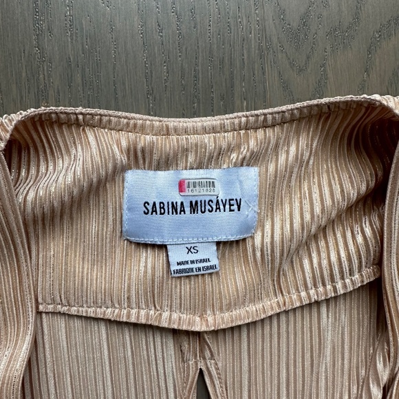 Sabina Musayev MAZE Gold Tiered Maxi Dress Ruffle Sleeve Tie - XS X SMALL - Picture 4 of 13